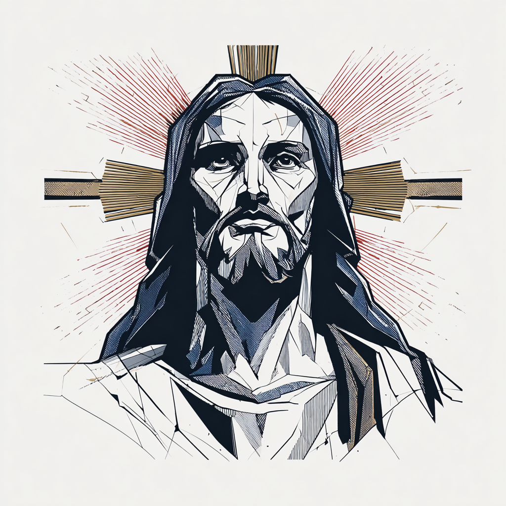 Radiant vector portrait of Jesus